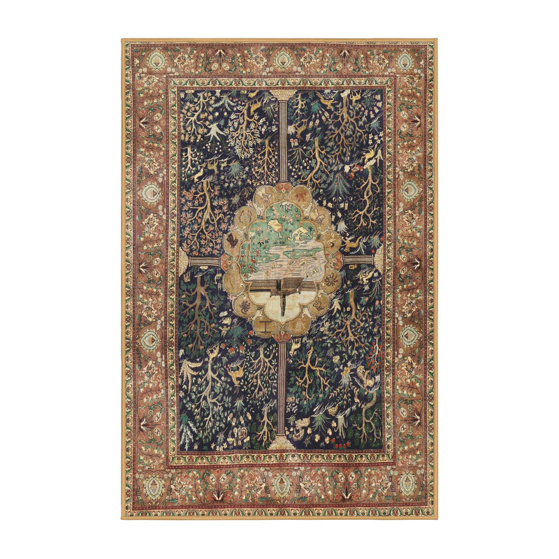 Tapis brun à motif oriental, Rectangle 2 pi x 3 pi