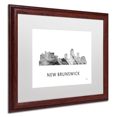 New Brunswick NJ Skyline WB-BW"" by Marlene Watson Framed Graphic Art -  Trademark Fine Art, MW0466-W1620MF