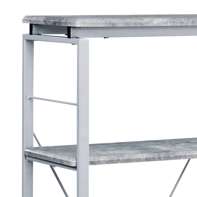 Bibliothèque grise et argentée à 4 tablettes - Rangement polyvalent pour la maison en acier et en bois