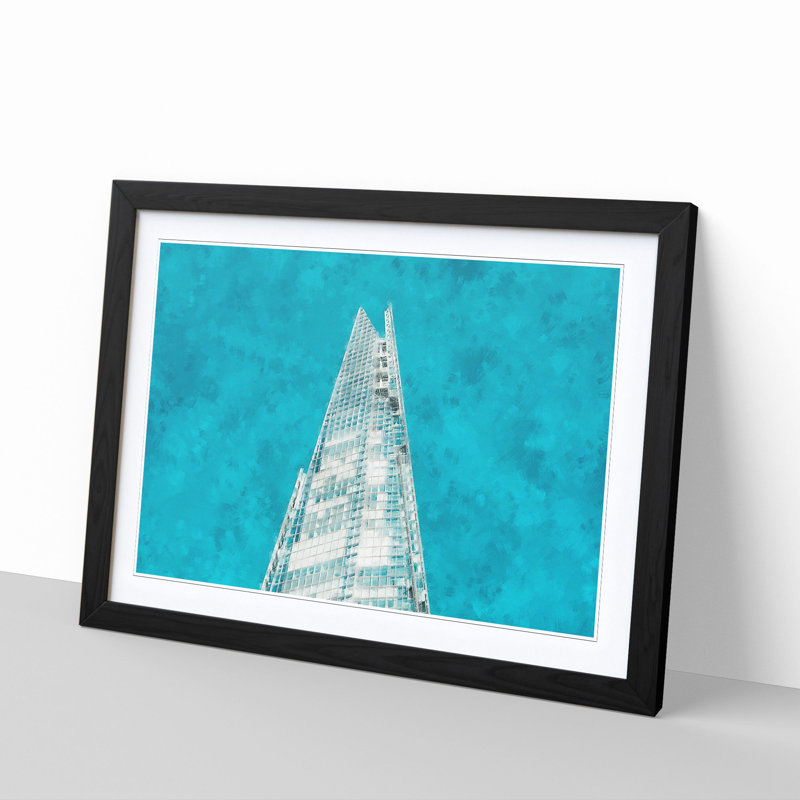 The Shard in London England - Picture Frame Painting Print, 24cm H x 33cm W x 2cm D, Black Framed