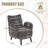 Modern Style Armchair With Sanded Fabric, Side Storage Pocket, Solid Wood Legs, Comfortable Reading Chair For Living Room, Bedroom, Office-1044801808