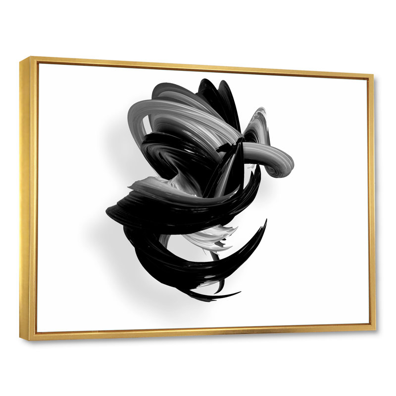 Noir et blanc torsadé, reproduction d'art sur toile, H 12 po x l 20 po x P 1 po, Cadre flottant doré