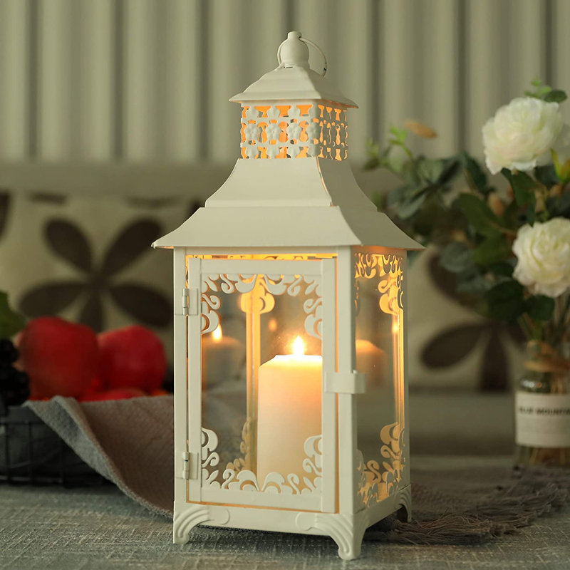 Lanterne décorative de table 14,5 po, Blanc