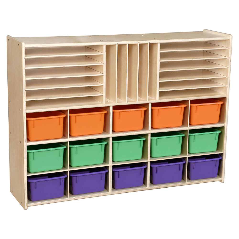 Wood Designs Multi-Storage with (15) Translucent Trays