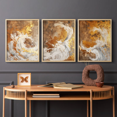 Abstract  Series  CXLV  -Set Of 3 Framed Giclee Prints -Ready to Hang