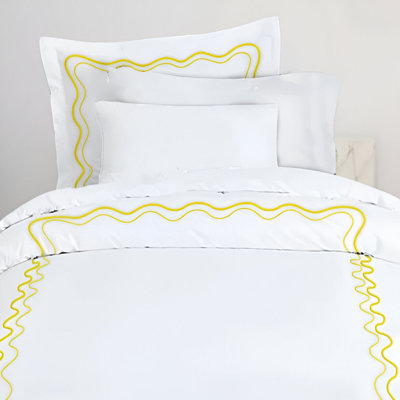 Double Wavy Embroidered Cotton Duvet Cover Set