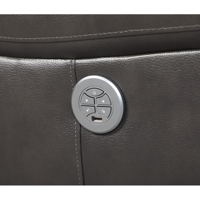 Ozbourn Faux Leather Recliner, Gray Faux Leather, Power