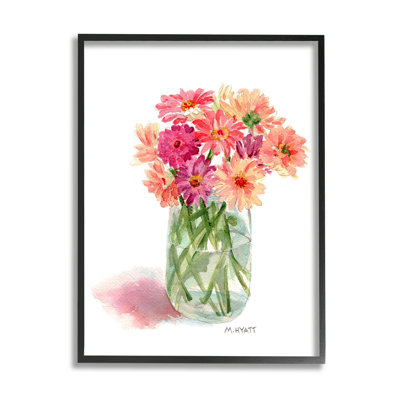 Bouquet d'aquarelles roses en pot en conserve