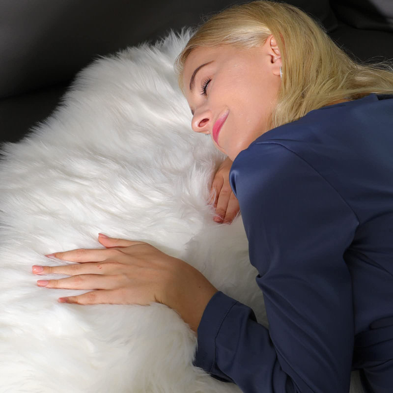 Tapis blanc à poils longs Haja Fluffy, Rectangle 6 pi x 9 pi