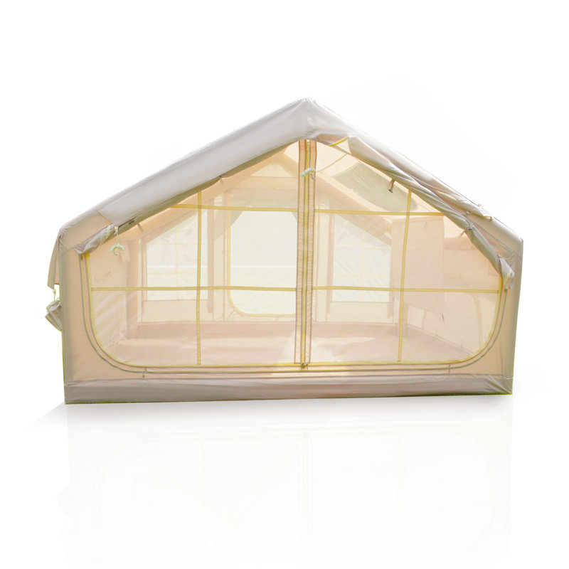 Tente de camping gonflable de 6,3 m², coupe-vent imperméable 4 saisons, lanterneau transparent et imperméable Oxford 420D, tente à air avec fenêtres / portes en filet