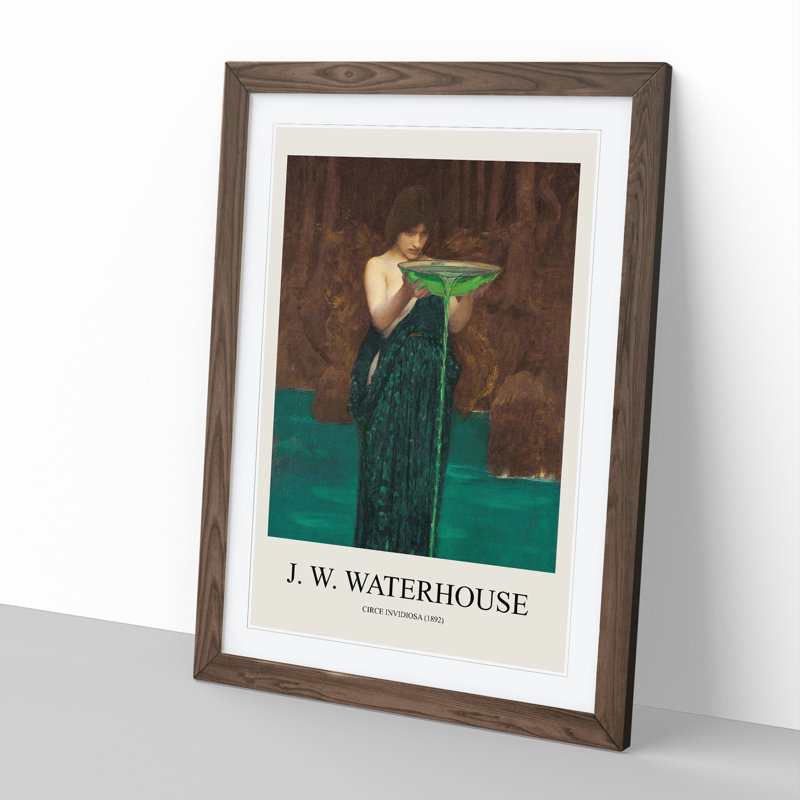 Circe Invidiosa by John William Waterhouse - Picture Frame Art Prints, 65cm H x 48cm W x 2cm D, Walnut