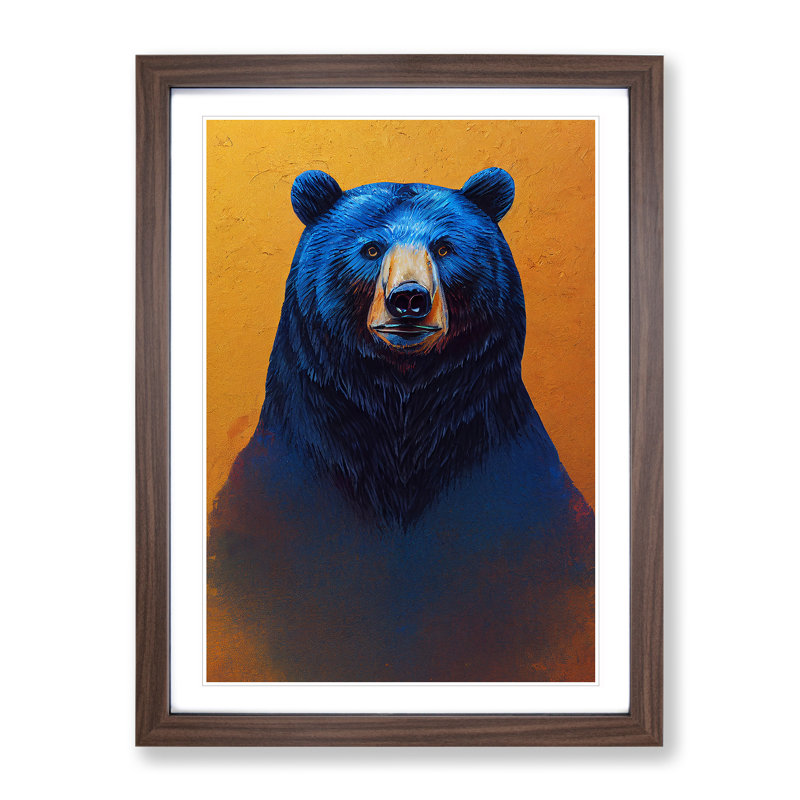Stupendous Bear - Wall Art, 66cm H x 48cm W, Walnut Framed Paper, White