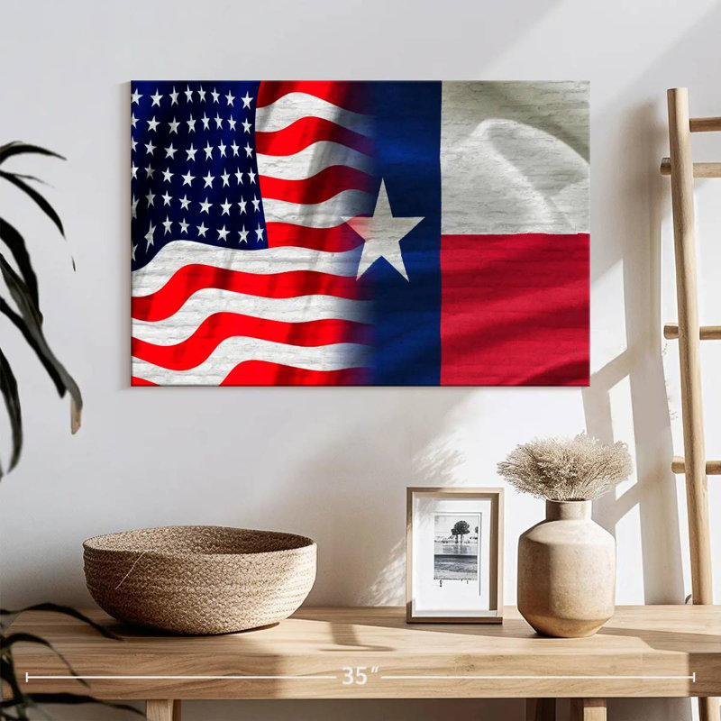 Drapeau des États-Unis et du Texas à Borges, H 16 po x l 24 po