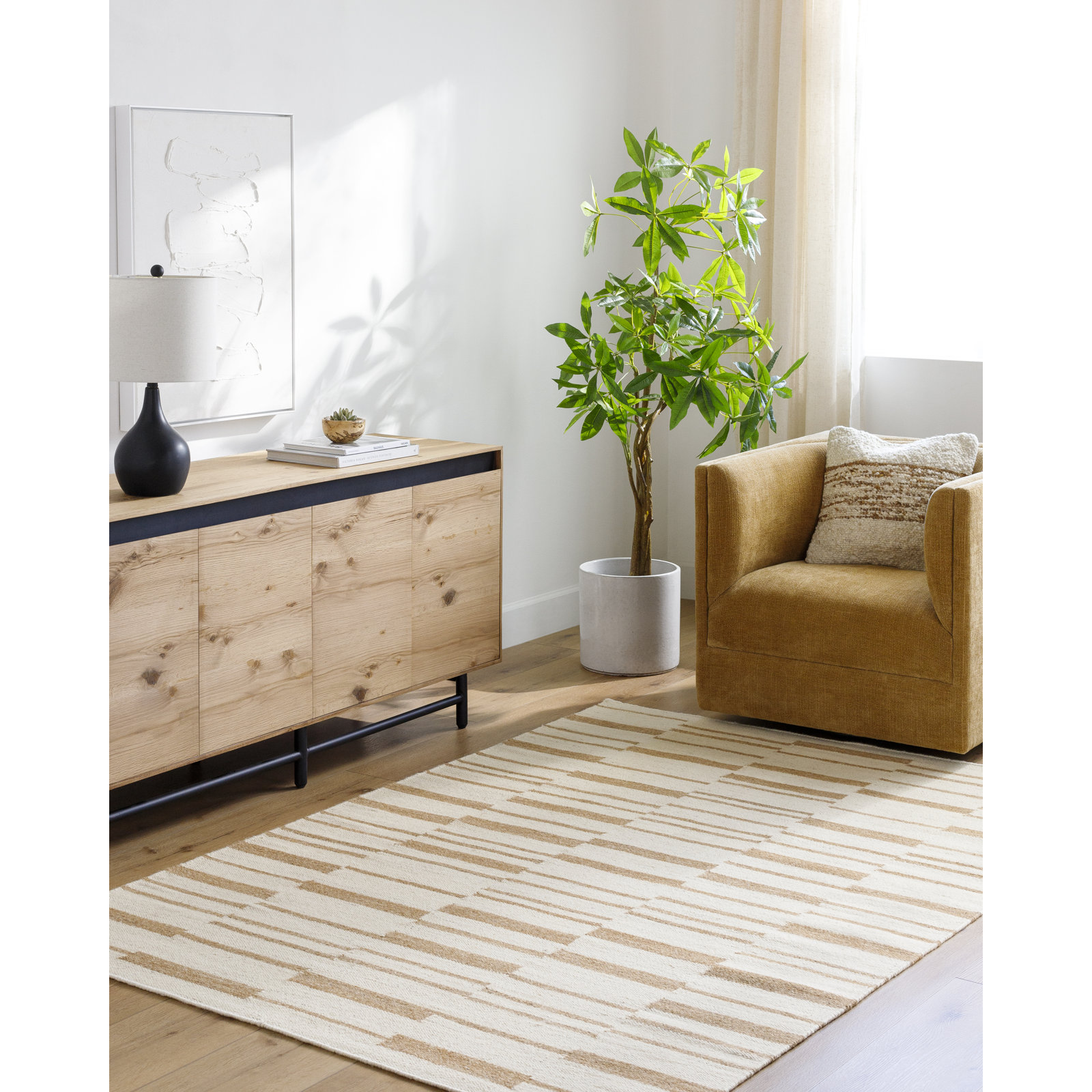 Kardarius Flatweave Geometric Area Rug, Rectangle 5'7" x 6'