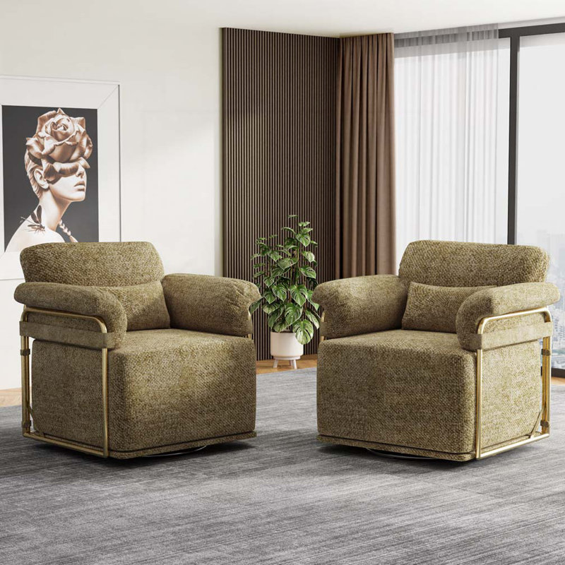 Fauteuil demi-tonneau rembourré et pivotant, Brun