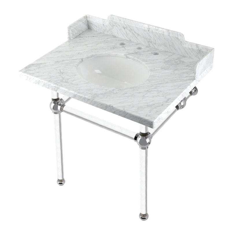 Lavabo de salle de bain, Marbre blanc / argent / blanc
