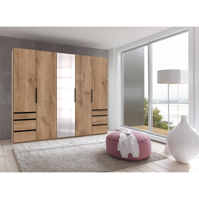Guardino 5 Door Wardrobe, Plank Oak, 216cm H x 250cm W x 58cm D