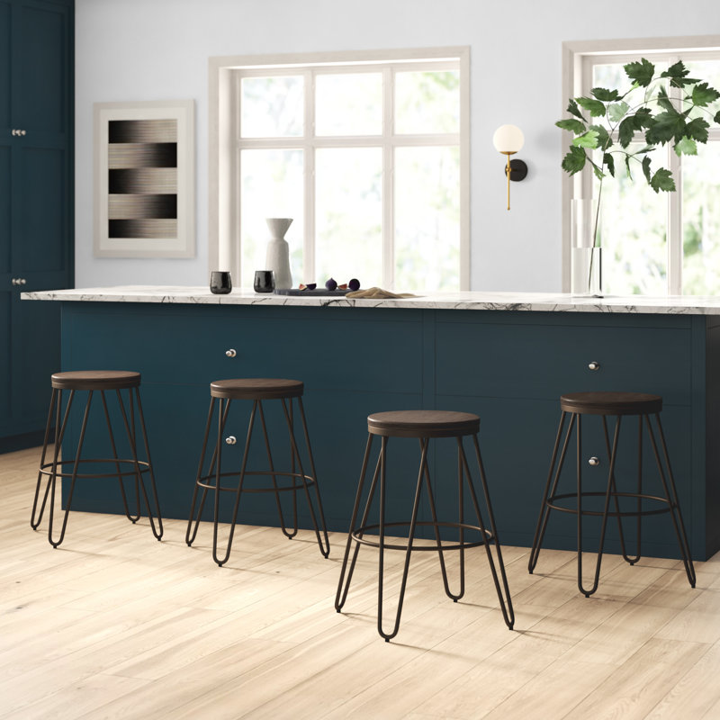 Tabouret de bar et de comptoir LaGuardia, Gris, Brun, Tabouret de comptoir (assise de 24 po de hauteur)