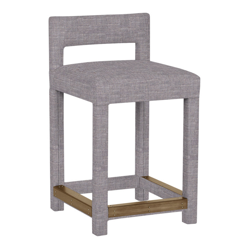 Utica By Thom Filicia Upholstered Counter Stool with Solid Wood Frame, Hampton, Chenille nomade ardoise Crypton®