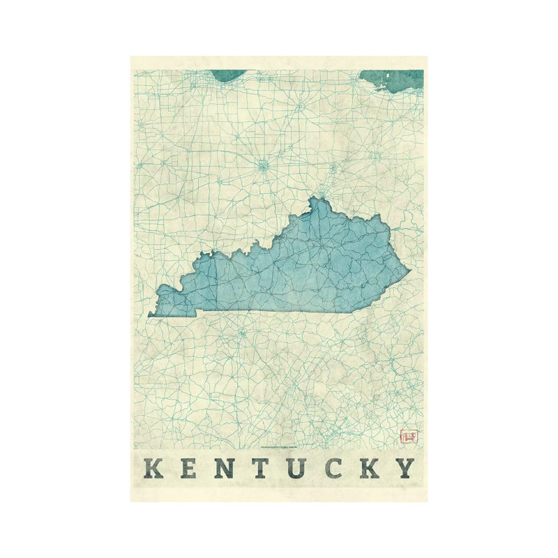 Kentucky Map by Hubert Roguski - Wrapped Canvas Print, 101.6 cm H x 66.04 cm W x 1.91 cm D