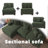 Milbrey 3 - Piece Upholstered Green Corduroy Modular Sectional Sofa with Pillow Back and Solid Wood Legs-640565354-640565351