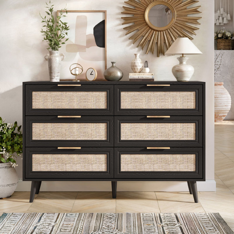 Buffet 47,2 "Rattan Buffet, Noir, noir, noir, noir