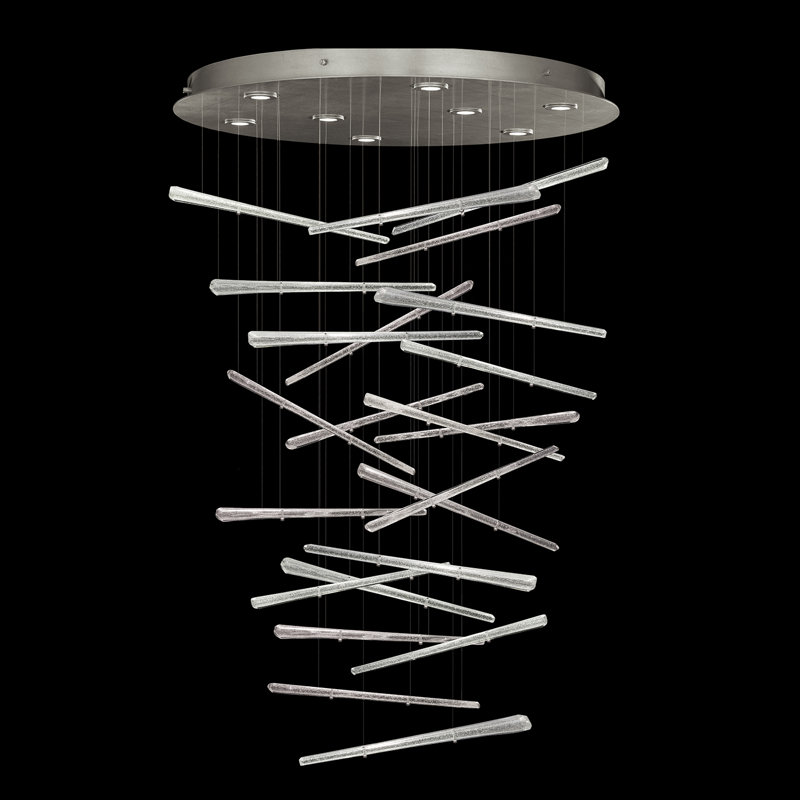 Luminaire suspendu géométrique à 8 lumières Elevate, Argent, Blanc