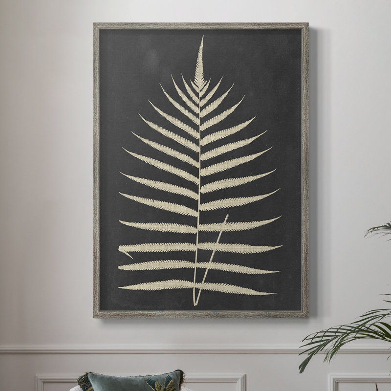 Linen Fern III, reproduction encadrée - bois massif, H 11 po x l 9 po