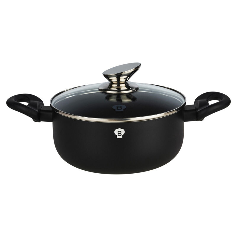 6 - Piece Non-Stick Aluminum Cookware Set, Matt Black