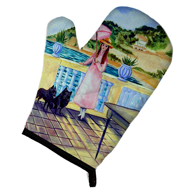 Caroline's Treasures Lady With Her Schipperke Polyester Oven Mitt
