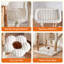 Arbre à chat en bois massif de 52 pouces avec poteaux à griffer, tour à chat avec panier pivotant, coussin lavable, jouet suspendu