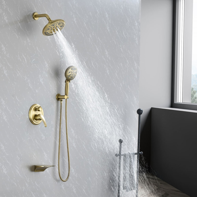 All-In-One Kit with Rough in-Valve, Brushed Gold