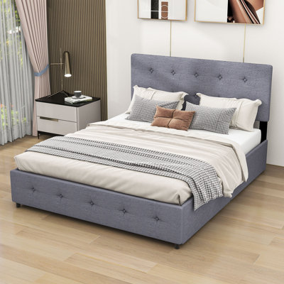 Queen 4 Drawers Upholstered Platform Bed with Headboard