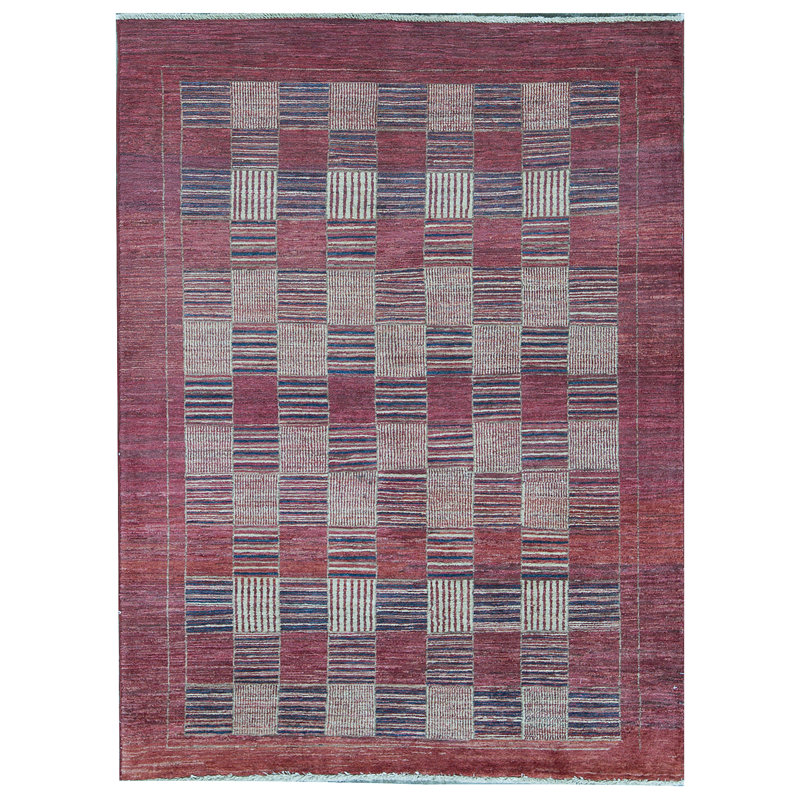 Hand-Knotted High-Quality Red and Blue Area Rug