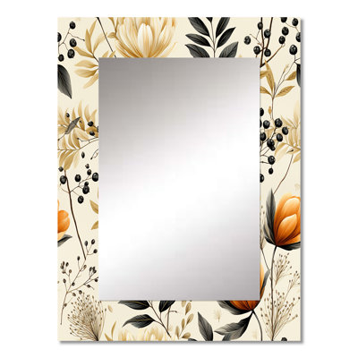Zintis Botanical Flowers Rustic Charm - botanical  Unique Mirror, Boho Large Wall Mirror, Printed Metal Art