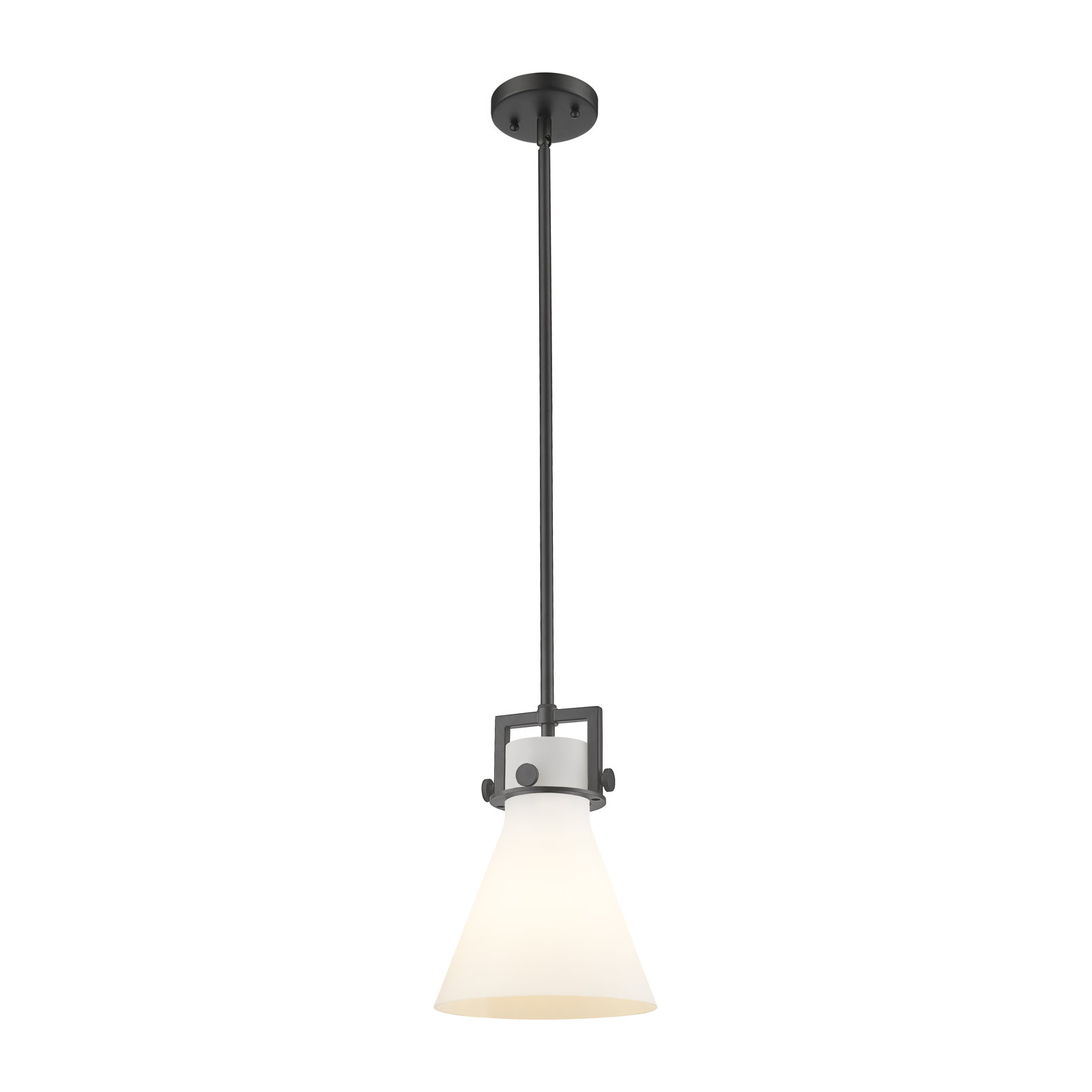 Coterie Single Light Glass Dimmable Pendant, Matte White, Matte Black, 11.38" H x 8" W x 8" D