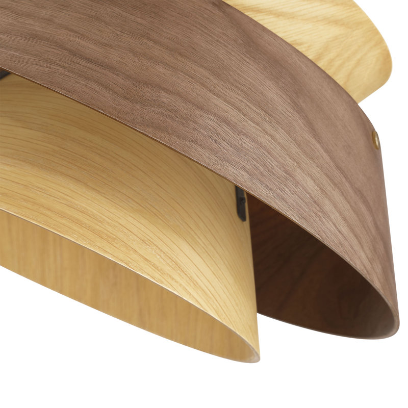  Luminaire suspendu 1 lumière 13 po Aalto en noyer clair et foncé, 13 pouces, Noyer foncé et noyer clair