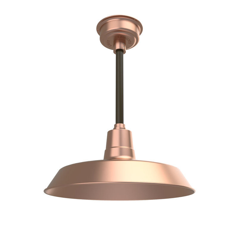 Luminaire suspendu en forme de dôme à 1 lumière DEL Haleigh, Cuivre massif / bronze acajou, H 48 po x l 18 po x P 18 po