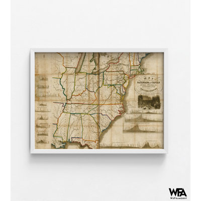 Railroads And Canals Finished Unfinished And In Contemplation In The United States 1834, Railway Art Print, Antique US Office Decor