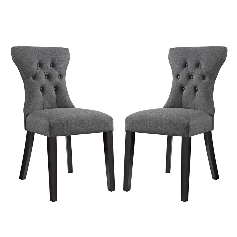 Modway Silhouette Dining Side Chairs Upholstered Fabric, Gray
