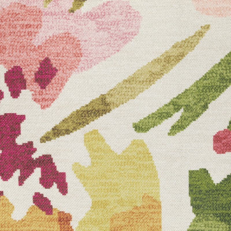 Tapis d'intérieur / extérieur à motif floral beige / rose / vert Runa, Rectangle 7 pi 6 po x 10 pi