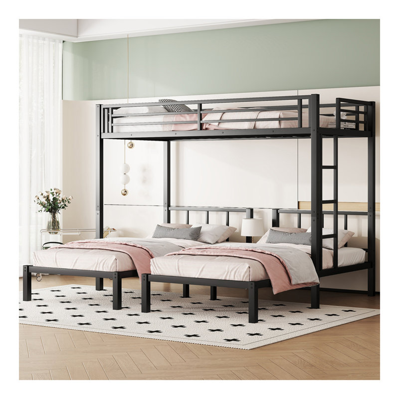 Twin Over Twin   Twin Bunk Beds For 3, Twin XL Over Twin   Twin Bunk Bed Metal Triple Bunk Bed, Black