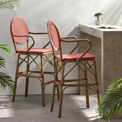 Extérieur et aluminium français, rouge, siège de 29,5 po, rouille, jardin et partie de 2 pour utilisation, aluminium, preuve, caractéristique