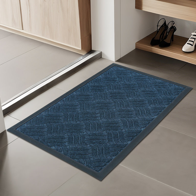 Paillasson en caoutchouc robuste pour l'intérieur et l'extérieur, L 17 po x L 30 po, Marine