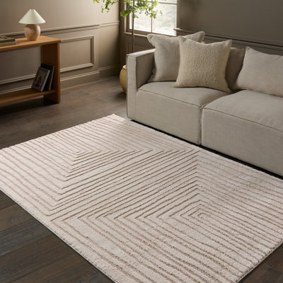 Tapis rayé ivoire / beige Quillan