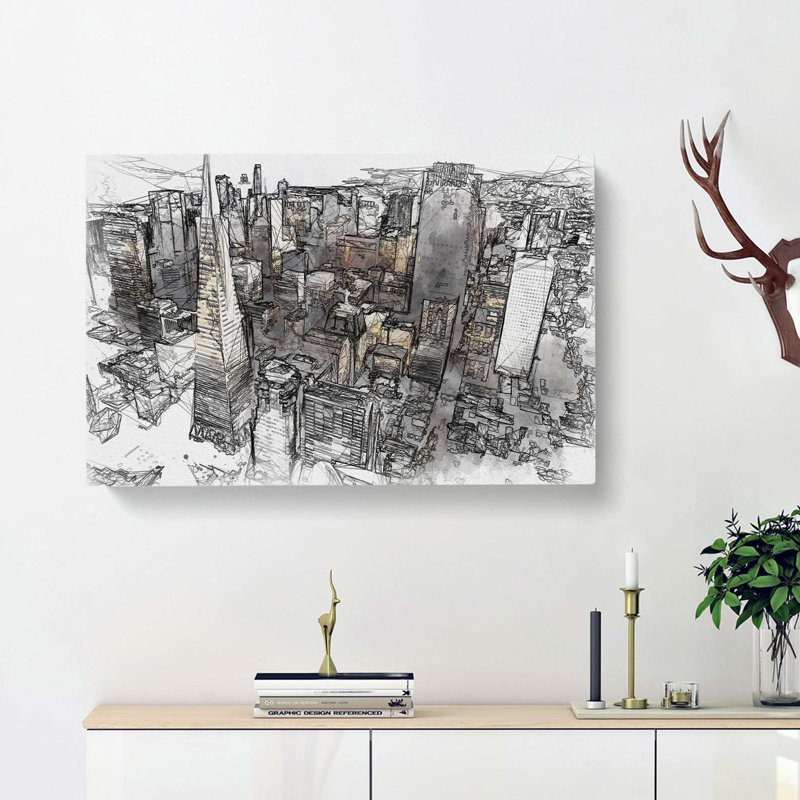 The San Francisco Skyline in Abstract - Wrapped Canvas, 35cm H x 50cm W x 3cm D