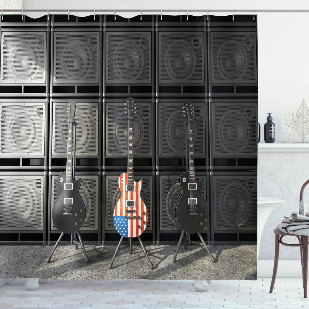 Bass Guitar Decor Single Shower Curtain Ambesonne 