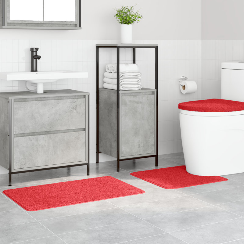 Polyester Medium Non-Slip Bath Mats Rectangular Modern, Red