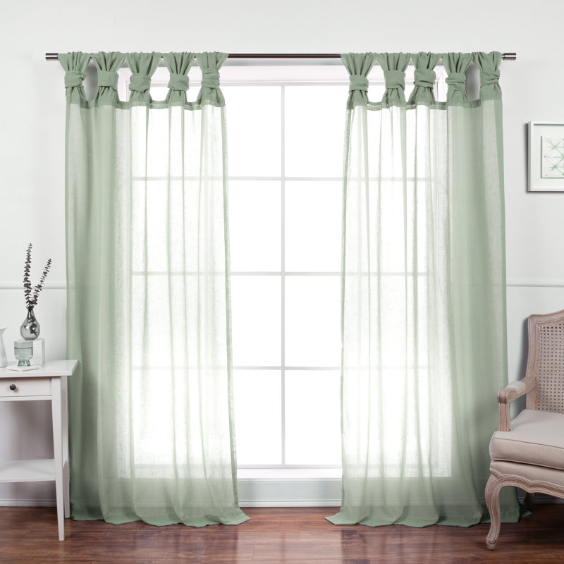 Tenggarong Semi Sheer Curtain Panel Pair, Reseda