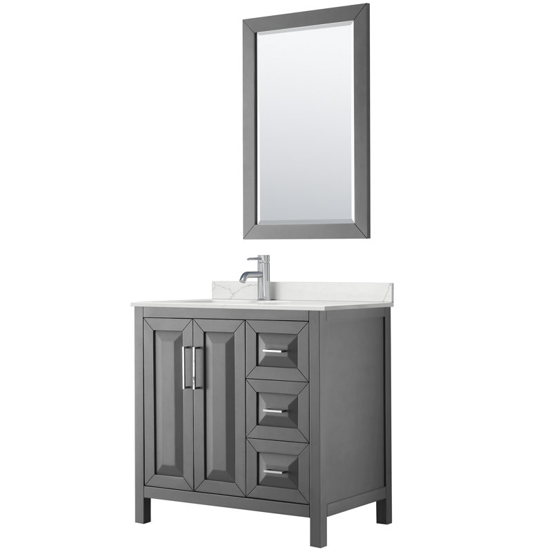 Daria 36'' W Single Vanity, Giotto Quartz, Brown, Polished Chrome